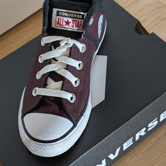 Converse Kids' Black and Burgundy Sneakers - Picture 2 of 4